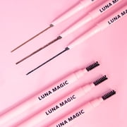 LUNA MAGIC Eyebrow Pencil with Spoolie Brush, Dark Brown, 0.03 fl oz