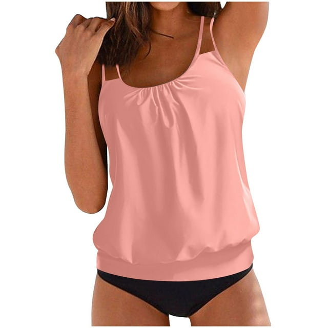 Trajes de Baño de Corte Alto para las Mujeres sin Mangas Sólido Empuje-Up Acolchado Traje de Baño Set, Ropa de Playa Sexy con Almohadilla de Pecho, Verano de Poliéster