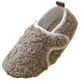 thumbnail image 4 of Kids Toddler Slippers Boys Girls Indoor Fuzzy House Shoes Winter Casual Slip on Barefoot Walking Shoes Lightweight Sneakers Khaki 1.5 Big Kid, 4 of 5