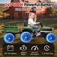 thumbnail image 6 of Okybaby 24V Kids Ride on Tractor with Detachable Trailer and Remote Control,Ride on Toys for Toddlers,Electric Toy Cars with 400W Motor,Bluetooth,USB,MP3,LED Light for Aged 3+,Green, 6 of 9