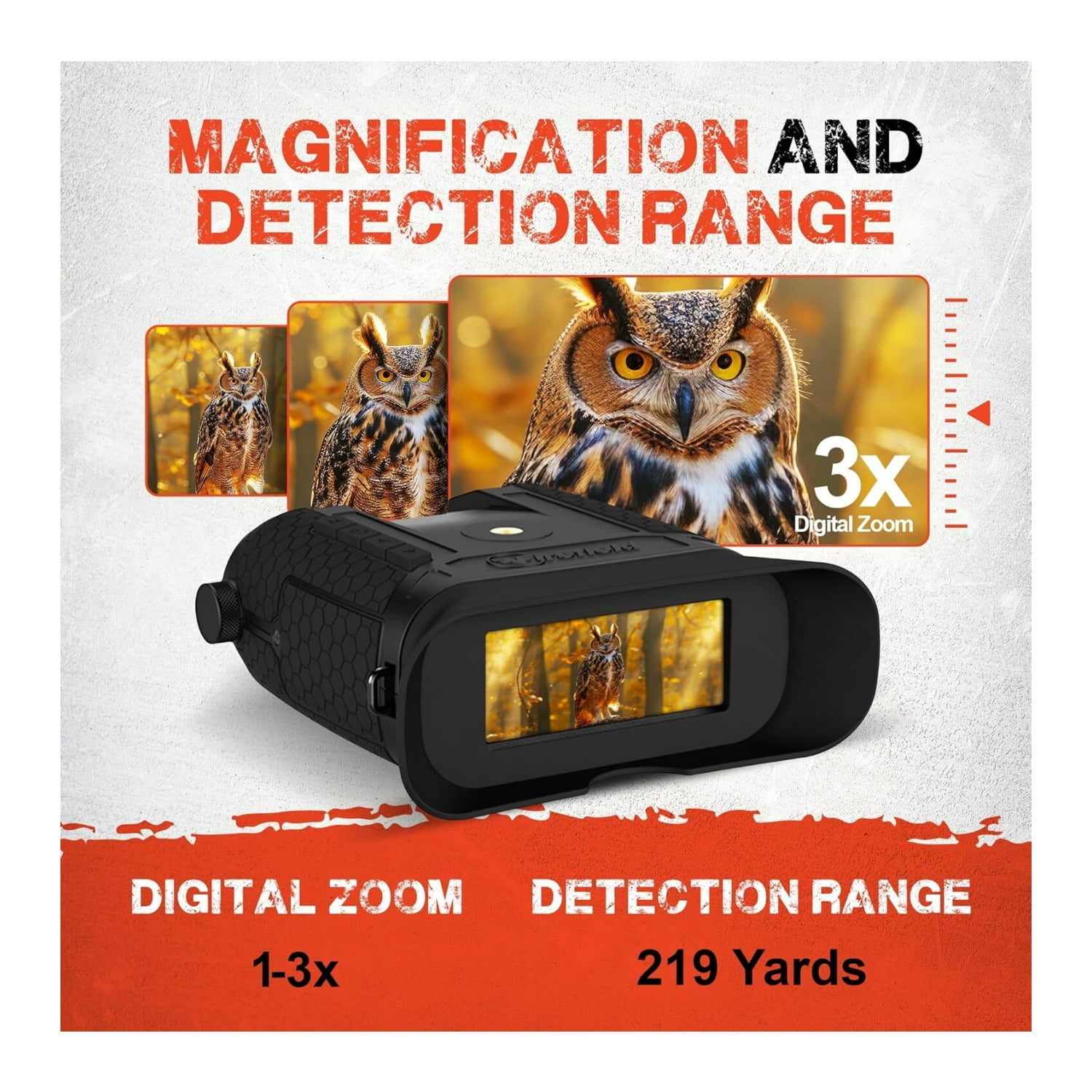 Firefield Hexcore HD 1-3x Digital Night Vision Binocular with 1280x720 Sensor, IR Illuminator, Photo and Video Recording, and 8-Hour Battery (Black)