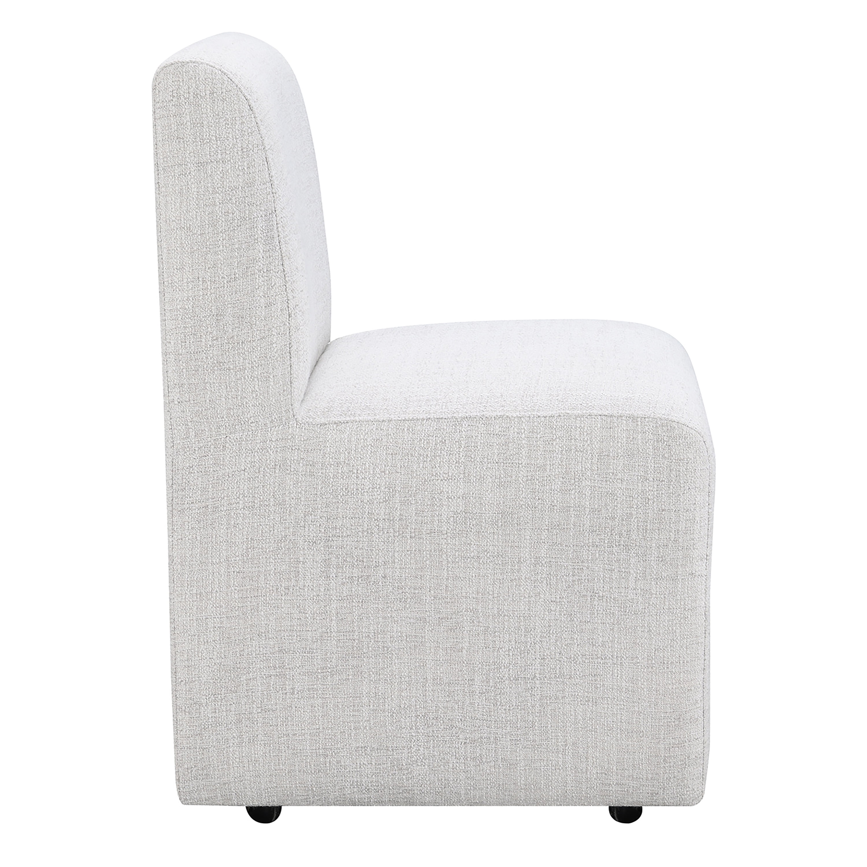 Furniture of America Jaine Modern Fabric Solid Back Dining Side Chairs with Casters, Pristine White (Set of 2)