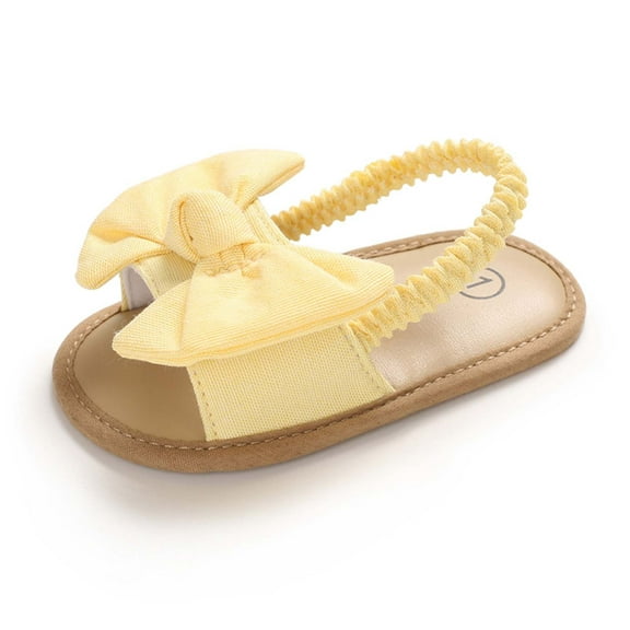 Kukoosong Toddler Sandals Baby Girls Bow Knot Sandals Cute Summer Flat Princess Shoes Infant First Walkers Yellow 11