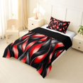 thumbnail image 2 of Manfei Aesthetic Geometric Twin Comforter Sets, Black Red Wavy Stripes Bedding Set, Black Reversible 2pcs, 1 Comforter and 1 Pillowcase, 2 of 6