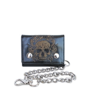 No Boundaries Men's Skull Chain Wallet, Black