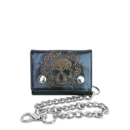 No Boundaries Men's Skull Chain Wallet, Black