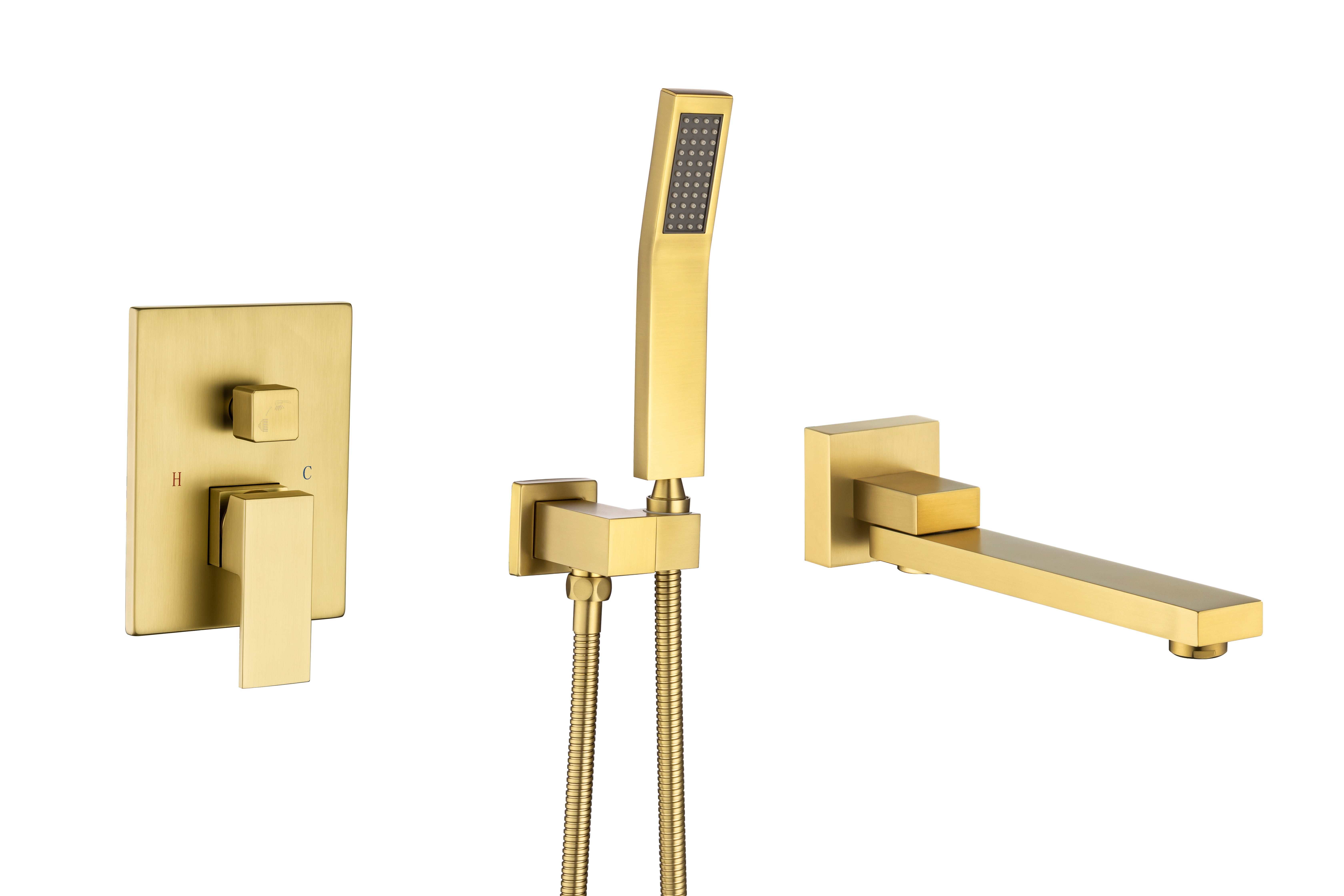 Brass Brushed Gold Bath Tub Shower SPA Spout 180 Degree Swivel Basin Tap Faucet