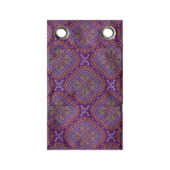 Purple Hippie Hanging Pocket Organizer, Pattern of Traditional Eastern Motifs Inspired by the Paisley Design, Printed Polyester Storage Bag with Pockets, 9" x 16", Purple Multicolor