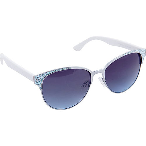 Nanette Lepore NWT Black and Chain Link Temple Retro Cat Eye Sunglasses 100% UV 