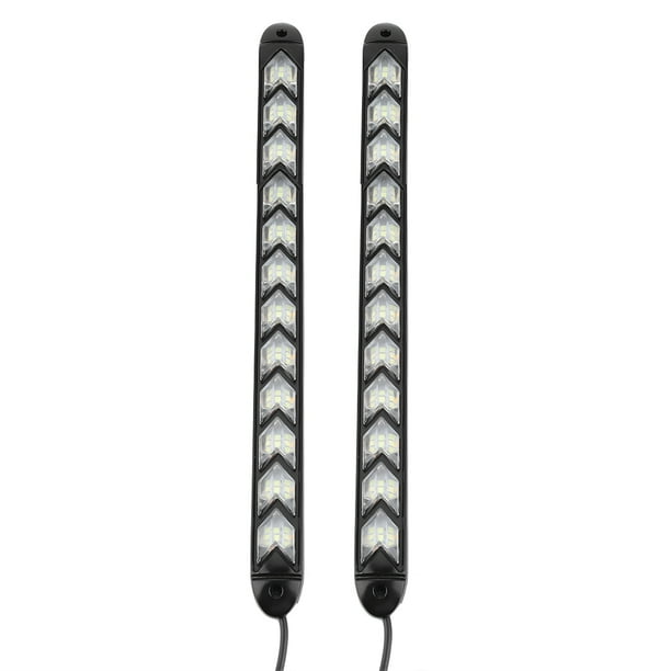 2 Piezas Flecha Intermitente de AutomÓVIL Impermable DRL FLORRO DE LUZ BLANCA/FRANJA DE COLOR ÁMBAR 12LLEDS