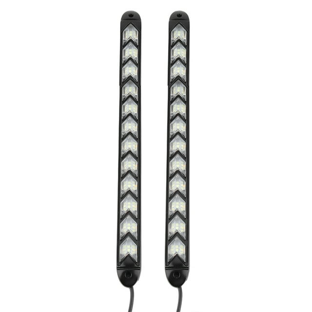 2 Piezas Flecha Intermitente de AutomÓVIL Impermable DRL FLORRO DE LUZ BLANCA/FRANJA DE COLOR ÁMBAR 12LLEDS