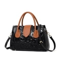 thumbnail image 5 of Genuine Leather Women's Embossed Boston Handbag, Crossbody Satchel Purse, Top Handle, 5 of 8