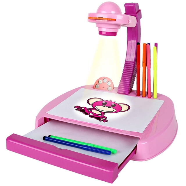 Children's Projection Drawing Desk - Creative Art Toy with Stencils & LED Light, Enhances Fine Motor Skills, 31cm Table