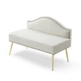 thumbnail image 2 of 46.5 Inch Pleated Velvet Upholstered Bench, Modern Tufted Dining Bench Loveseat Couch with Backrest and Metal Legs, Padded Bed End Bench Chair for Entryway Living Room Bedroom, Beige, 2 of 5