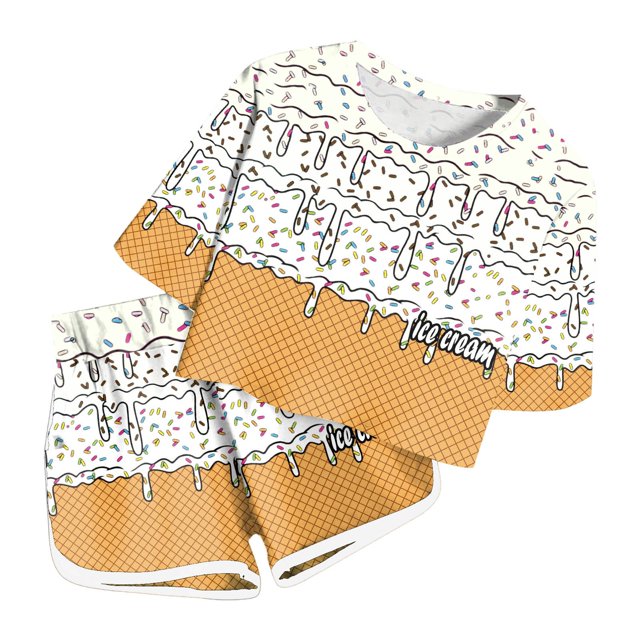 Pyjama de Noël pour Enfants Pyjama du Père Noël pour Enfants Col Rond Haut à Manches Courtes Pantalon Pyjama des Fêtes Imprimé Pyjama pour Fille 6-7 Ans