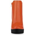 thumbnail image 2 of Botines Con Plataforma Punta Redonda Cremallera Tacón De Bloque Para Mujer Naranja 37, 2 of 6