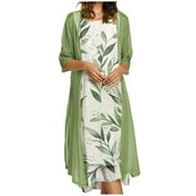 YOEYEZ Womens Summer Dresses Flowy Elegant Floral Print Plus Size Sleeveless Maxi Dress and Chiffon Coverups Two-Piece Set