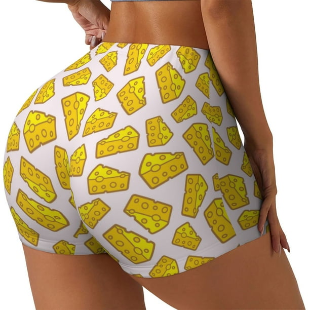 Fotbe Cheese Shorts Sin Costuras – Shorts Deportivos de Cintura Alta para Mujer, Elásticos para Gimnasio, Yoga, Running o Ciclismo-Medium