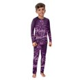 thumbnail image 7 of Yuaguia Family Matching Christmas Pajamas, Merry Christmas Letter Purple Sparkle Print Long Sleeve Top and Matching Lounge Pants Sleepwear Set, Kids 4 Years, 7 of 7