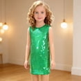 thumbnail image 2 of EnJoCho Girls Sequins Dress Sleeveless Crewneck High Waist A Lined Holiday Wedding Prom Dance Dresses 3 to 13Y, 2 of 4