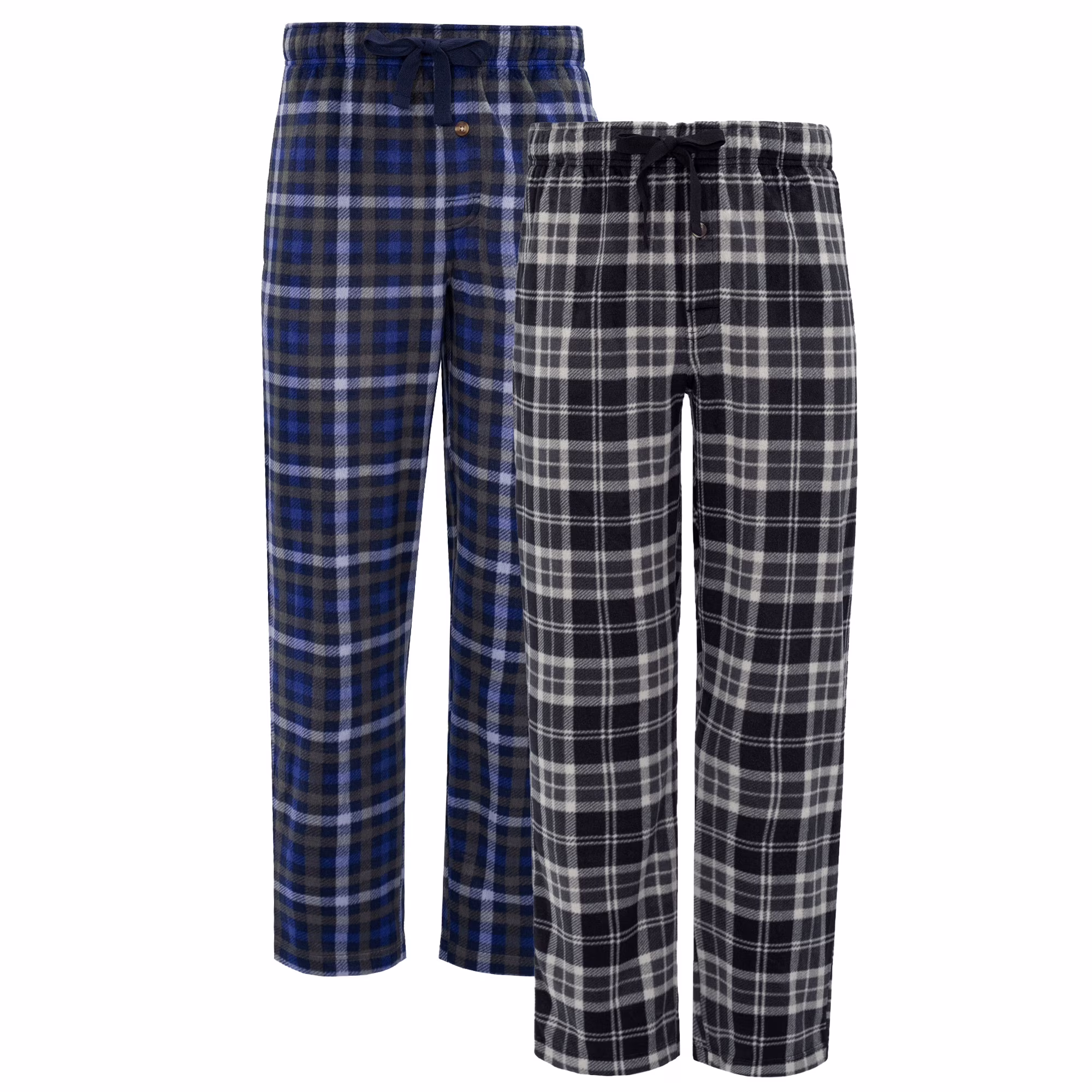 Irongate/ True Navy Plaid, variant on Men's and Big Men's Fleece Pajama Sleep Pant 2-Pack, Sizes S-6XL