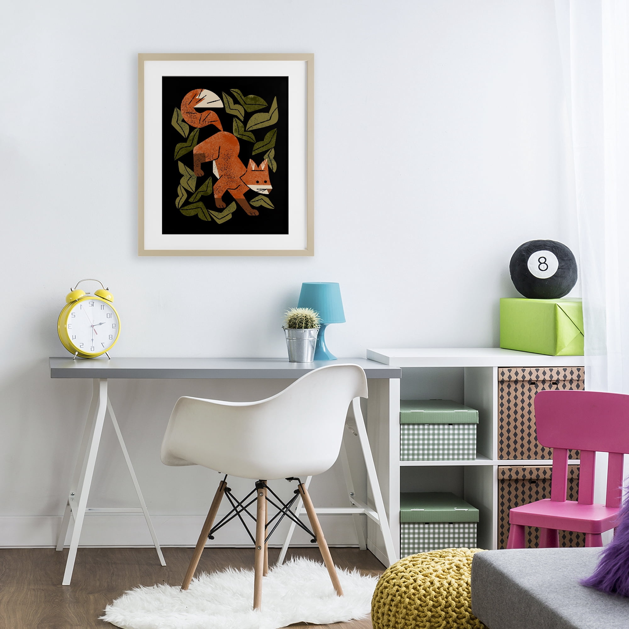 Stupell Industries Fox In The Brush Birch Framed Print Under Glass, design by Renea L. Thull