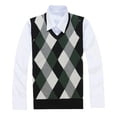 thumbnail image 4 of Riecok Mens Argyle Sweater Vest Sleeveless V Neck Pullover Sweaters Lightweight Solid Winter Tops with Pockets Green 2XL, 4 of 6