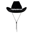 thumbnail image 2 of Women's Western Cowboy Hat Rhinestone Cowboy Cowgirl Hat Glitter Wide Brim Felt Fedora Hats Unisex Rolled up Caps Black One Size, 2 of 8