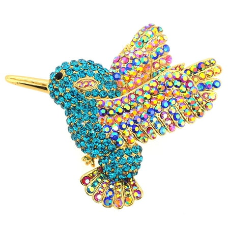 Little Bird Pin - Multicolor Crystal Hummingbird Pin Brooch And Pendant