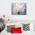 thumbnail image 4 of COMIO Lily Flower Canvas Wall Art White Floral Picture Wall Decor Water Splash Flowers Painting Print Zen Spa Bathroom Decor Frame (20x16 inch), 4 of 4