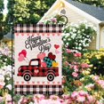 thumbnail image 2 of Rdsfhsp Happy Valentine's Day Garden Flag for Outside, 12x18 Inch Double Sided Linen, Black White Buffalo Plaid Truck with Love Heart, Valentine Day Yard Small Flag Decors for Outdoor Anniversary, 2 of 5
