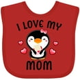 thumbnail image 3 of Inktastic I Love My Mom with Cute Penguin and Hearts Girls Baby Bib, 3 of 4