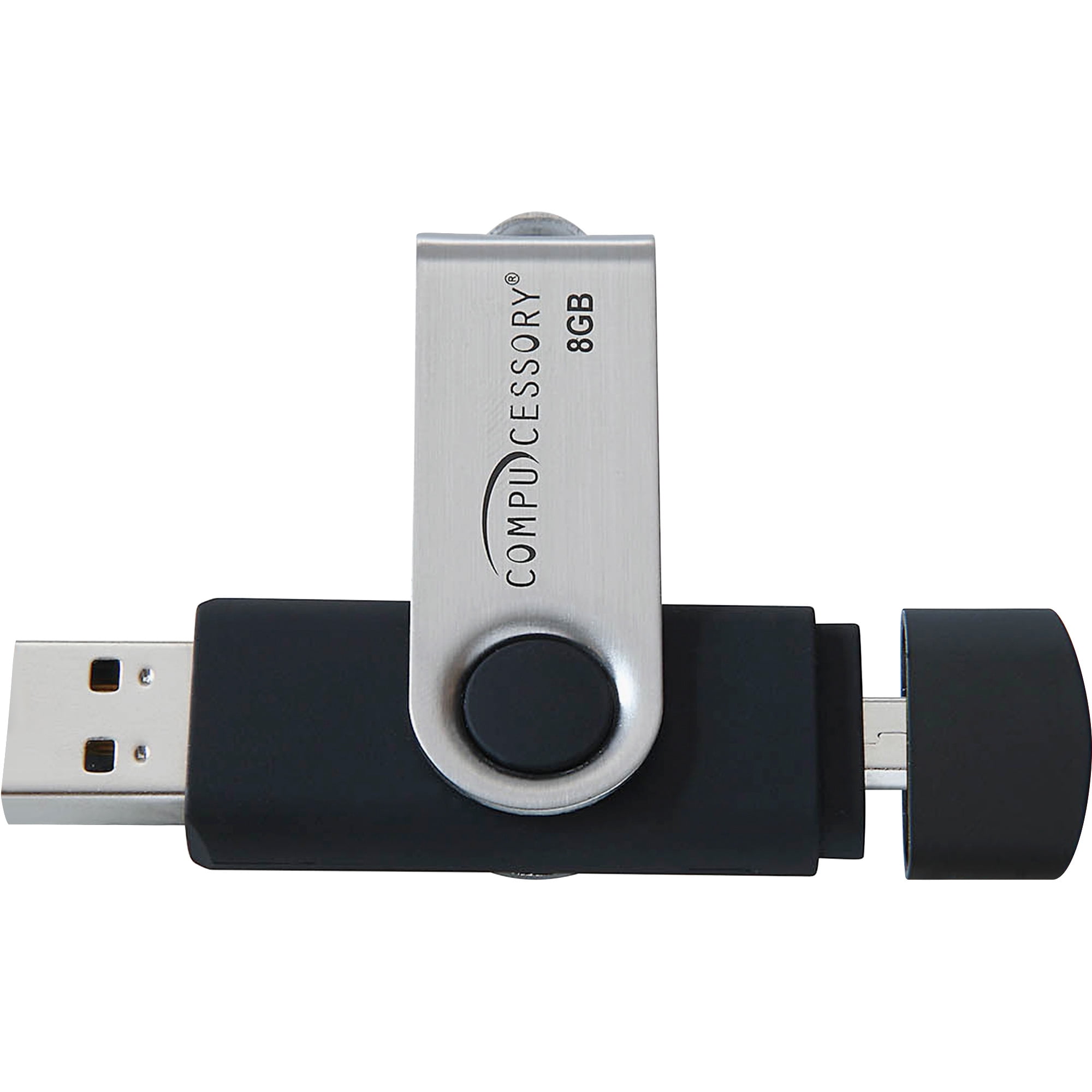 Compucessory, CCS26470, 8GB USB 2.0 Flash Drive, 1 Each, Silver,Black