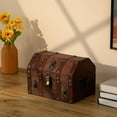 thumbnail image 4 of Handmade Pirate Treasure Chest with Latch - Vintage Wooden Storage Trunk and Treasure Box with Hinged Lid - Antique Decorative Storage Box for Pirate-Themed Birthday Party and Keepsakes, 4 of 8