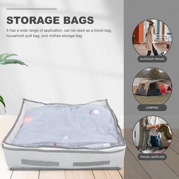 OUNONA Storage Bin with Handles for Clothes Quilt and Blanket Multi Color Foldable Organizer