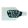 thumbnail image 1 of Wording Cutting Board, Never Ever Give Words with Grunge Rough Typography Calligraphy Art, Decorative Tempered Glass Cutting and Serving Board, Wine Bottle Shape, Dark Blue White, by Ambesonne, 1 of 1