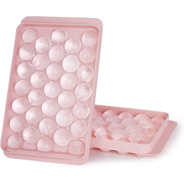 Bandeja redonda para cubitos de hielo, molde para hacer bolas de hielo para congelador, mini bandeja circular para cubitos de hielo que hace 1.2in X 66pcs Esfera Cóctel enfriador de hielo Whisky Té y Afortunado Sencillez