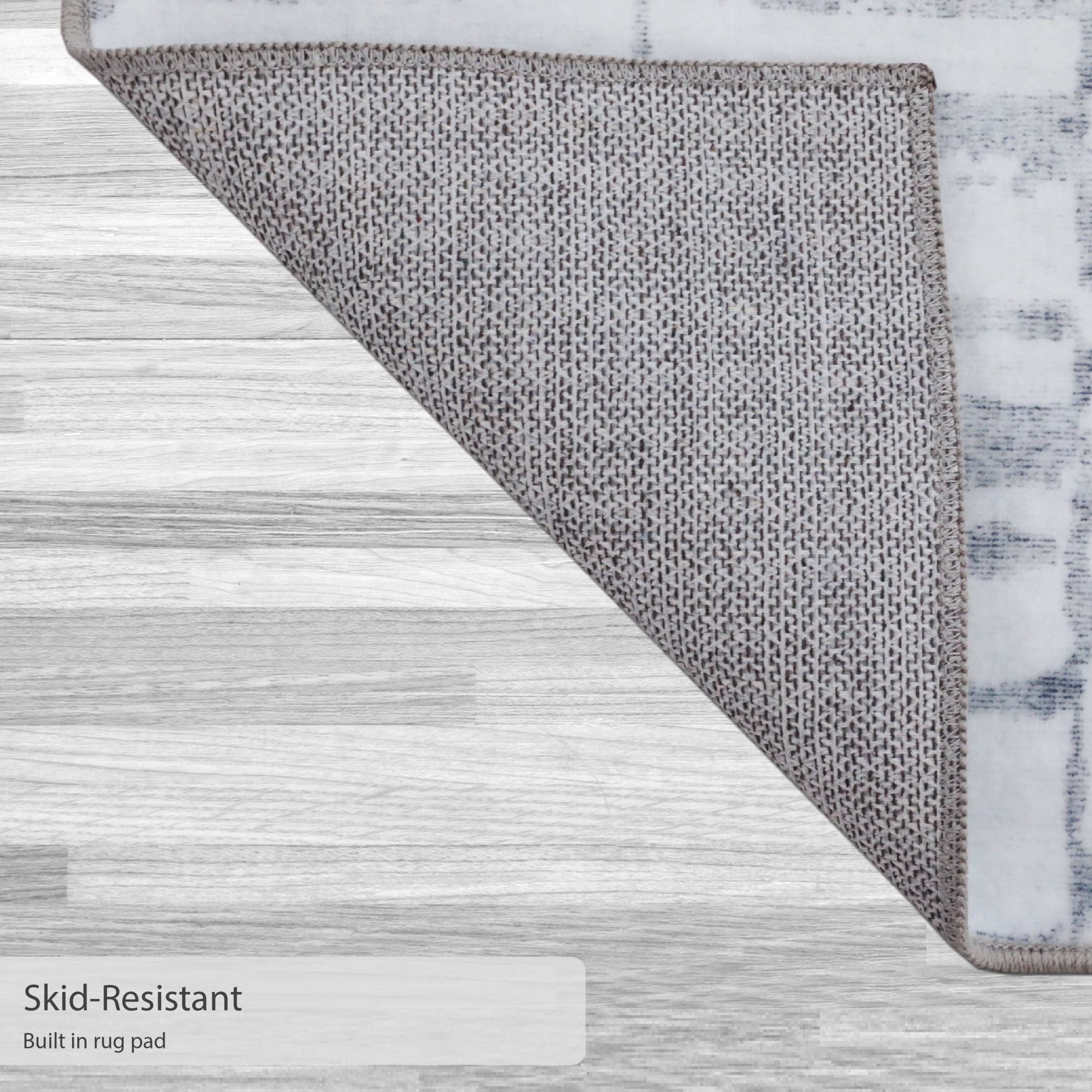 Washable Skid-Resistant Accent Rug Geometric Grey 24" x 48"