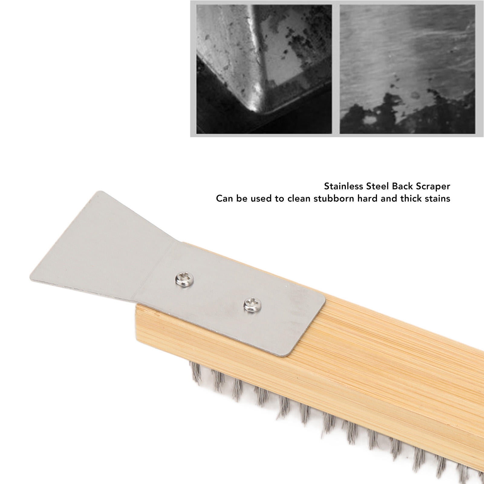 BOKYAN Bamboo‑Handle Pizza Oven Brush & Scraper – 57.5 cm Long, Heat‑Resistant Wire Bristles for Pizza Stone & BBQ Grill Cleaning
