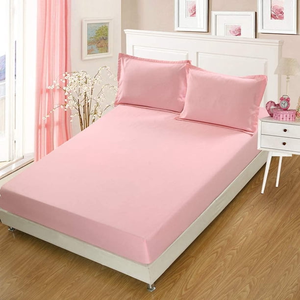 Sábana bajera ajustable, 180 x 200 cm, funda de 30 cm, protector de colchón de poliéster, rosa