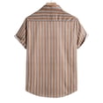 thumbnail image 4 of Blusa informal de manga corta con estampado de rayas playeras y botones para hombre Pompotops  oipoqjl47330, 4 of 7