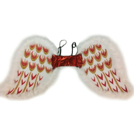 Golden Glitter Designs Angel Wings, White Gold Red, One Size