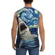 thumbnail image 4 of Fotbe Vintage Starry Sky Shark Men's Camiseta sin Mangas Estampada para Hombres, Playera Casual para Gimnasio, Entrenamiento, Playa-Large, 4 of 7