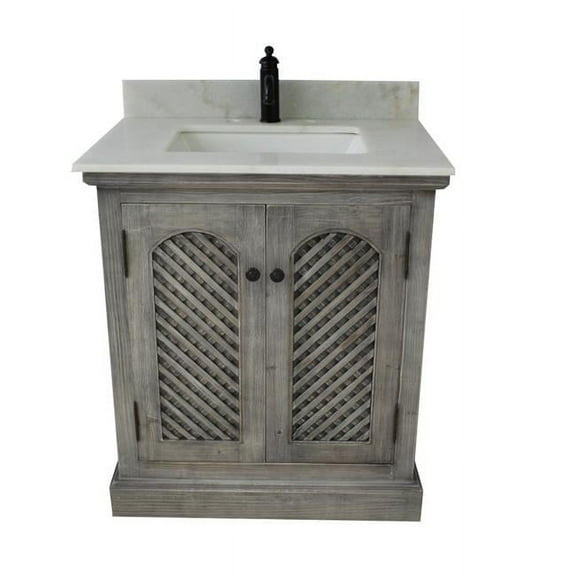 InFurniture WK8131-G plus AP top 31 in. Rustic Solid Fir Sink Vanity In Grey-No Faucet