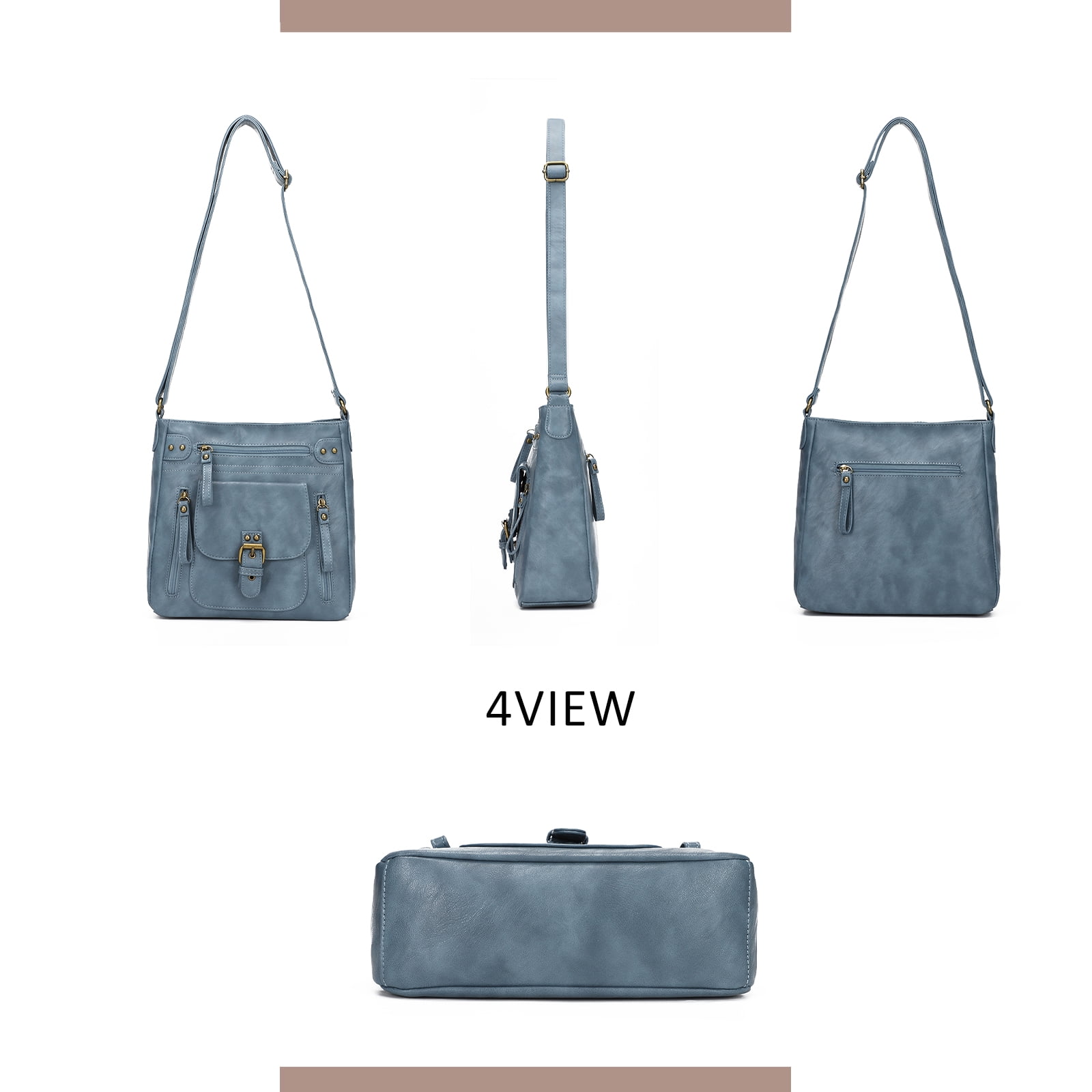 KL928 Medium Crossbody Purses for Women Handbag Leather Crossbody Shoulder Bags with Multi Pockets