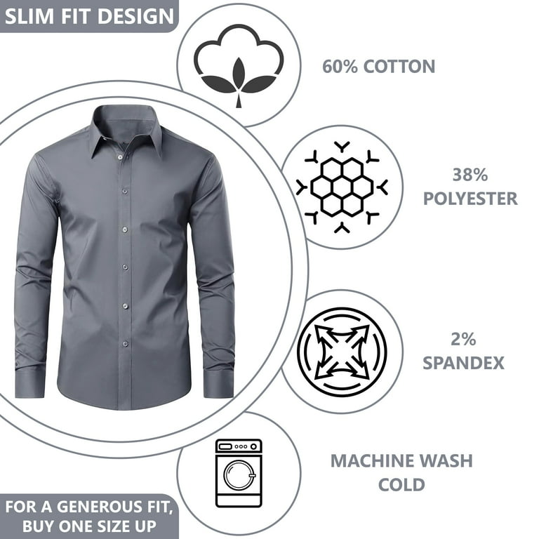 Mens Long Sleeve Slim-Fit Design Dress Shirts (3-Pack) - Walmart.com