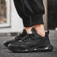 thumbnail image 6 of Men's  All Black Air Cushion Chunky Sneakers, Breathable Mesh Lightweight Athletic Shoes, Non-Slip Shock Absorption Casual Walking Shoes for Daily Wear, 6 of 9