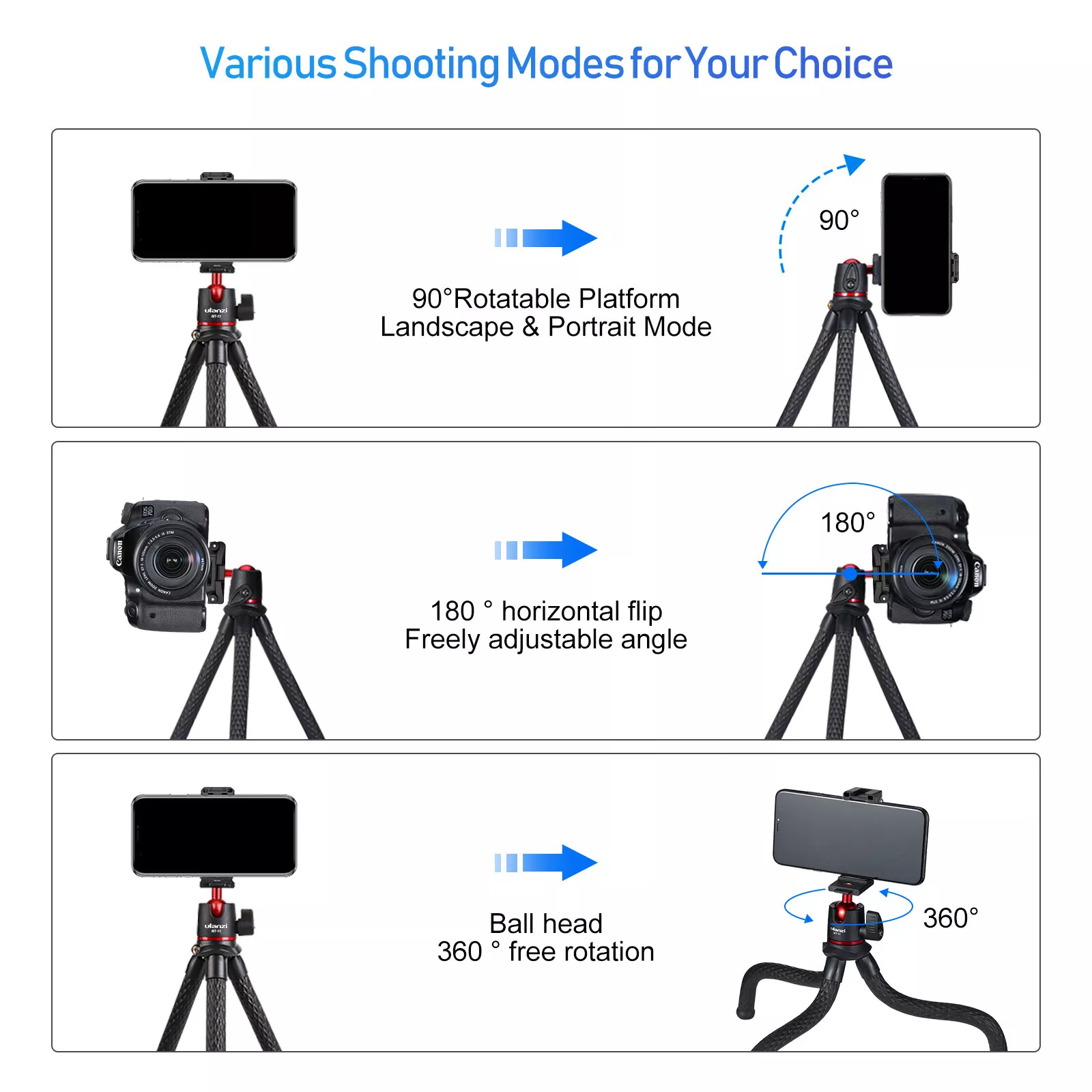 Ulanzi MT-11 2 in 1 Extend Flexible Octopus Tripod for Smartphone and DSLR Camera - Versatile and Portable