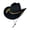 Black, variant on Women's Western Cowboy Hat, Embroidered Wide Brim Sun Hat, Adjustable Classic Fedora for Vacation Outfits, Riding & Outdoor Activities Beige One Size