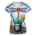 thumbnail image 5 of Floral Light Bulb Art Women's Blouse Short Sleeve Women's Top T-Shirt Spring Summer Clothes, 5 of 7